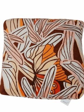 Vera Bradley Orange Brown Cream Plush Throw Blanket
